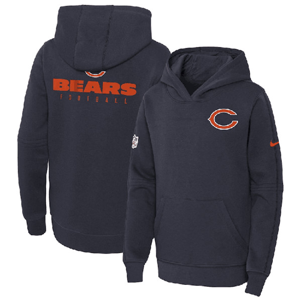 Youth Chicago Bears Navy Sideline Club Fleece Pullover Hoodie